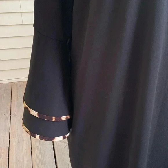 NWT Cato Dress Plus 24W Hello Sunshine Tiered Bell Sleeves Black Leopard Trim - Picture 4 of 9